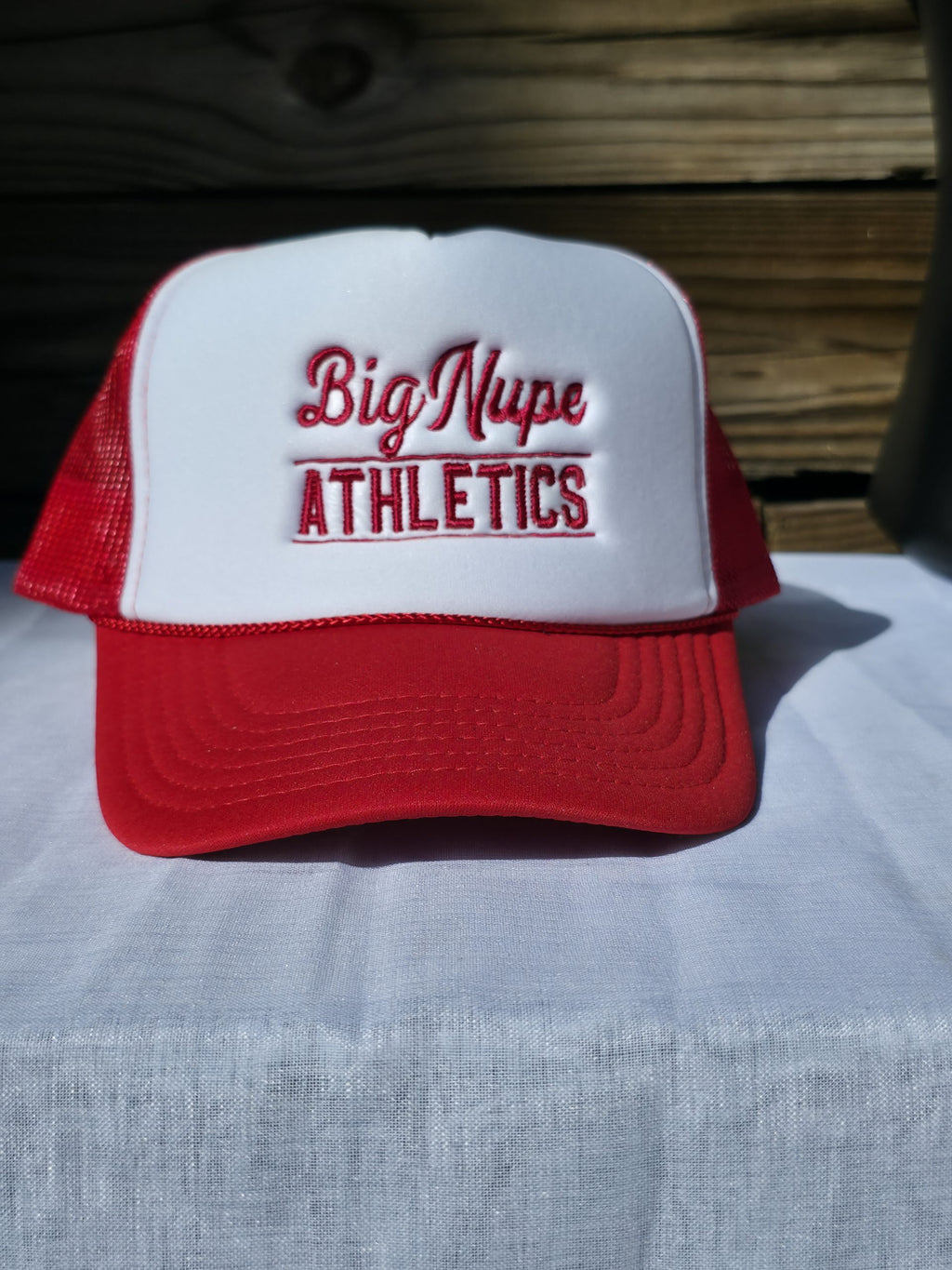 Big Nupe Athletics Embroidered Red/White Trucker Hat image 0