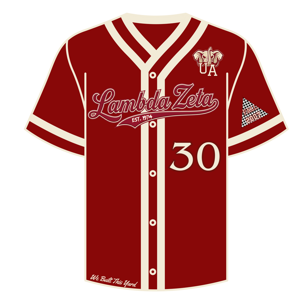 Lambda Zeta Button Down Embroidered Baseball Jersey
