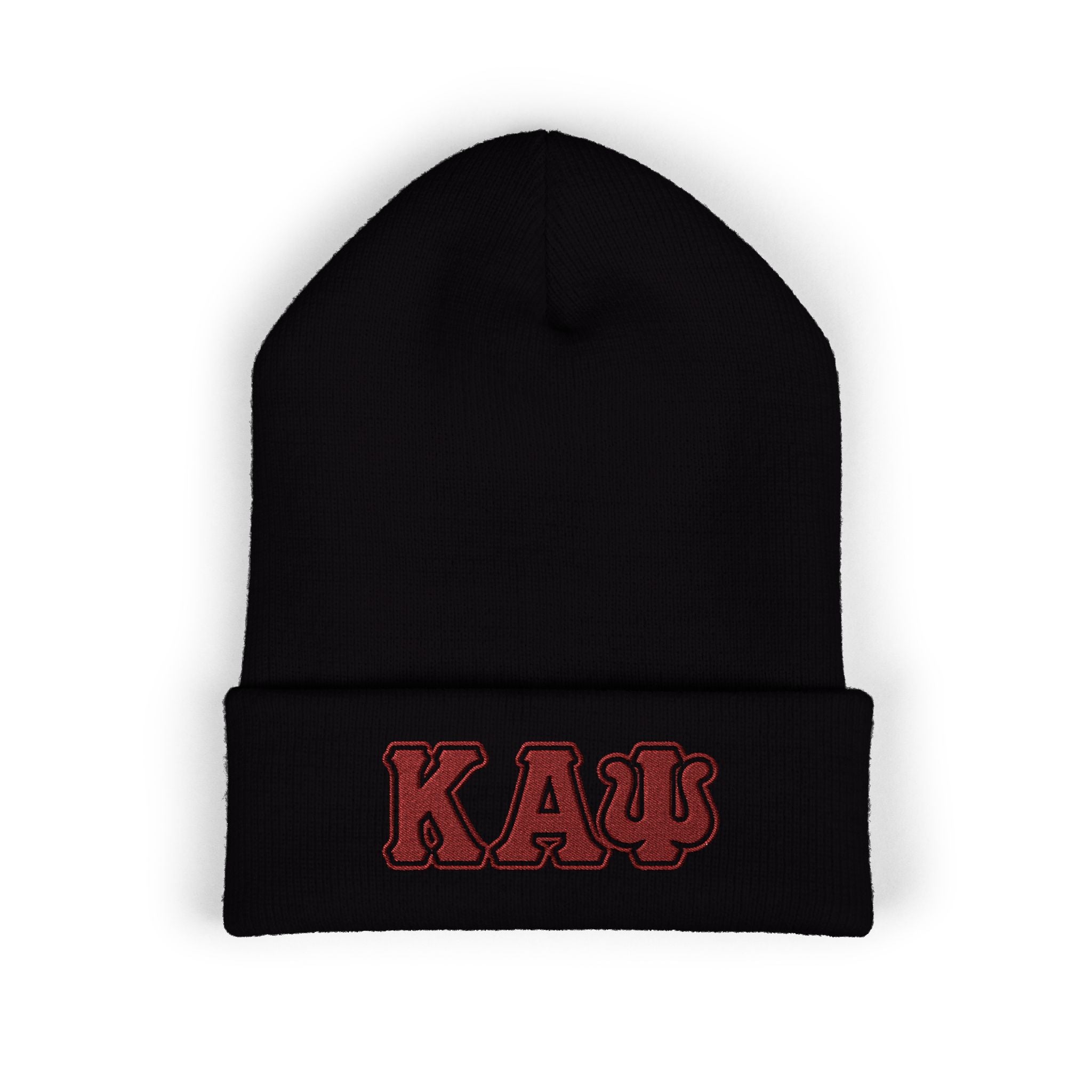 Embroidered Kappa Beanie — Classic Cuffed Knit Hat