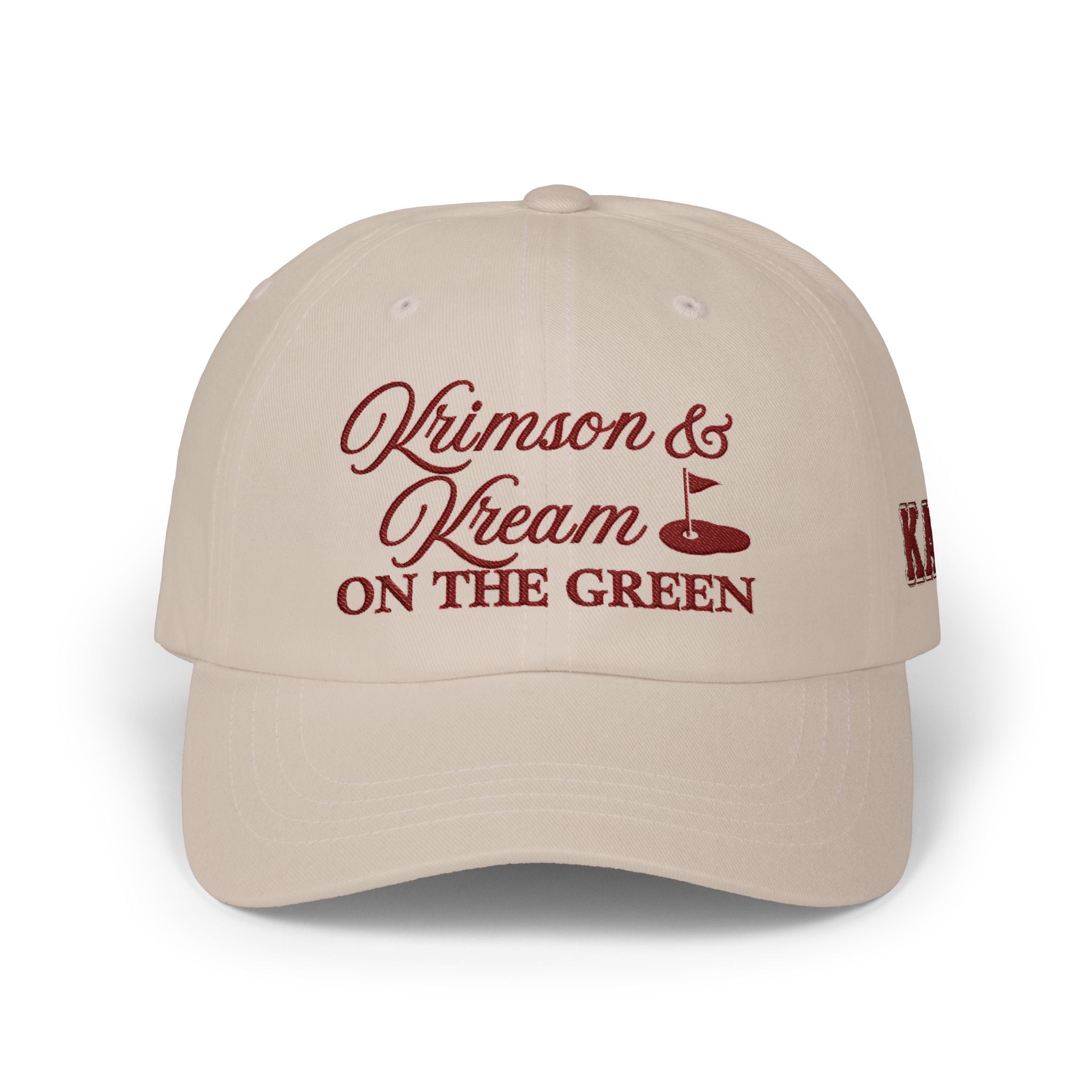 Krimson & Kream On The Green Dad Cap | Golf Flag Embroidered Hat