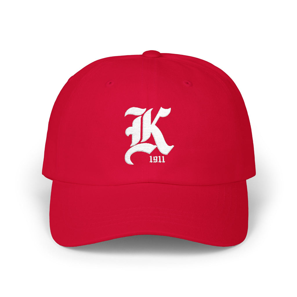Kappa Alpha Psi Crimson Ole English Monogram Embroidered Dad Cap