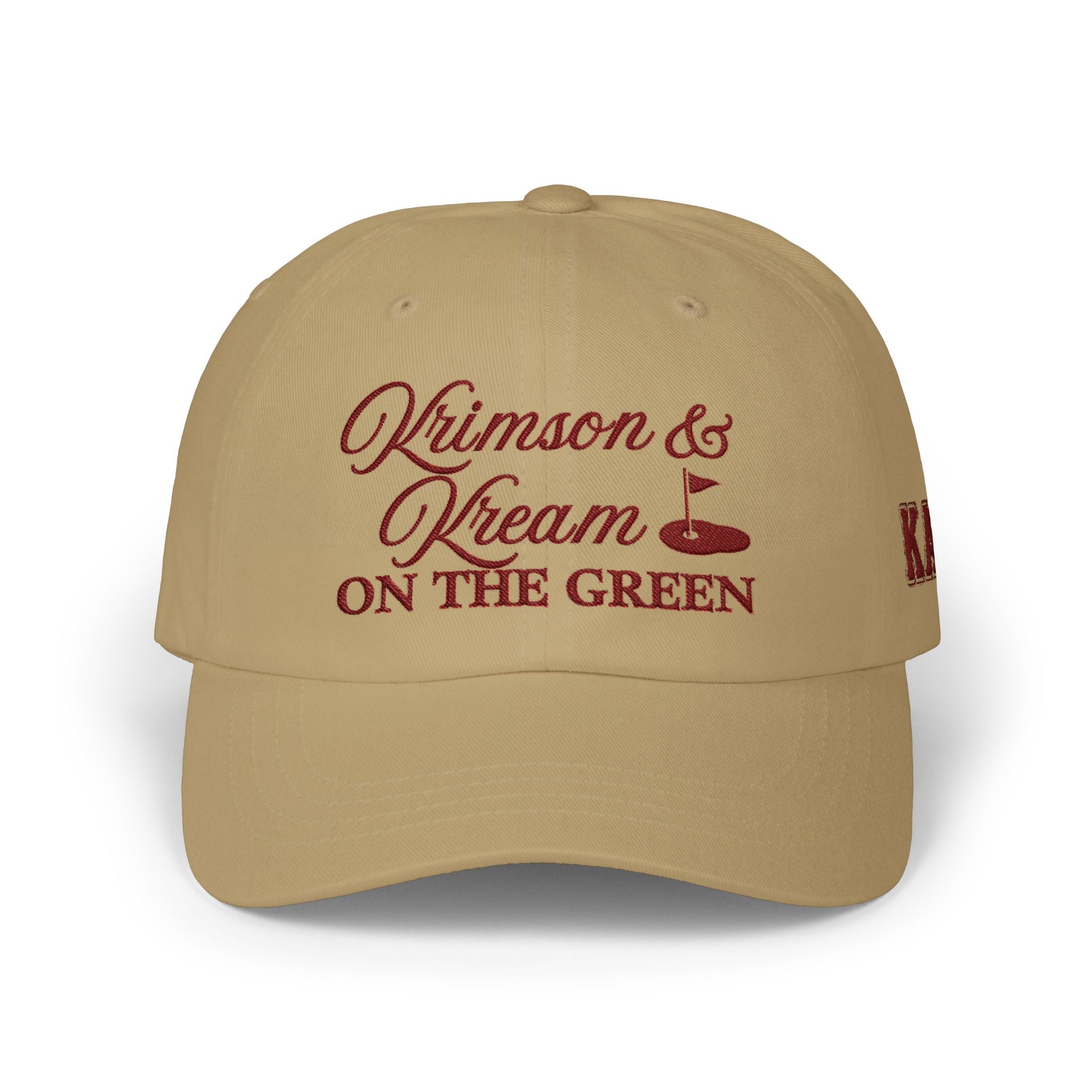 Krimson & Kream On The Green Dad Cap | Golf Flag Embroidered Hat