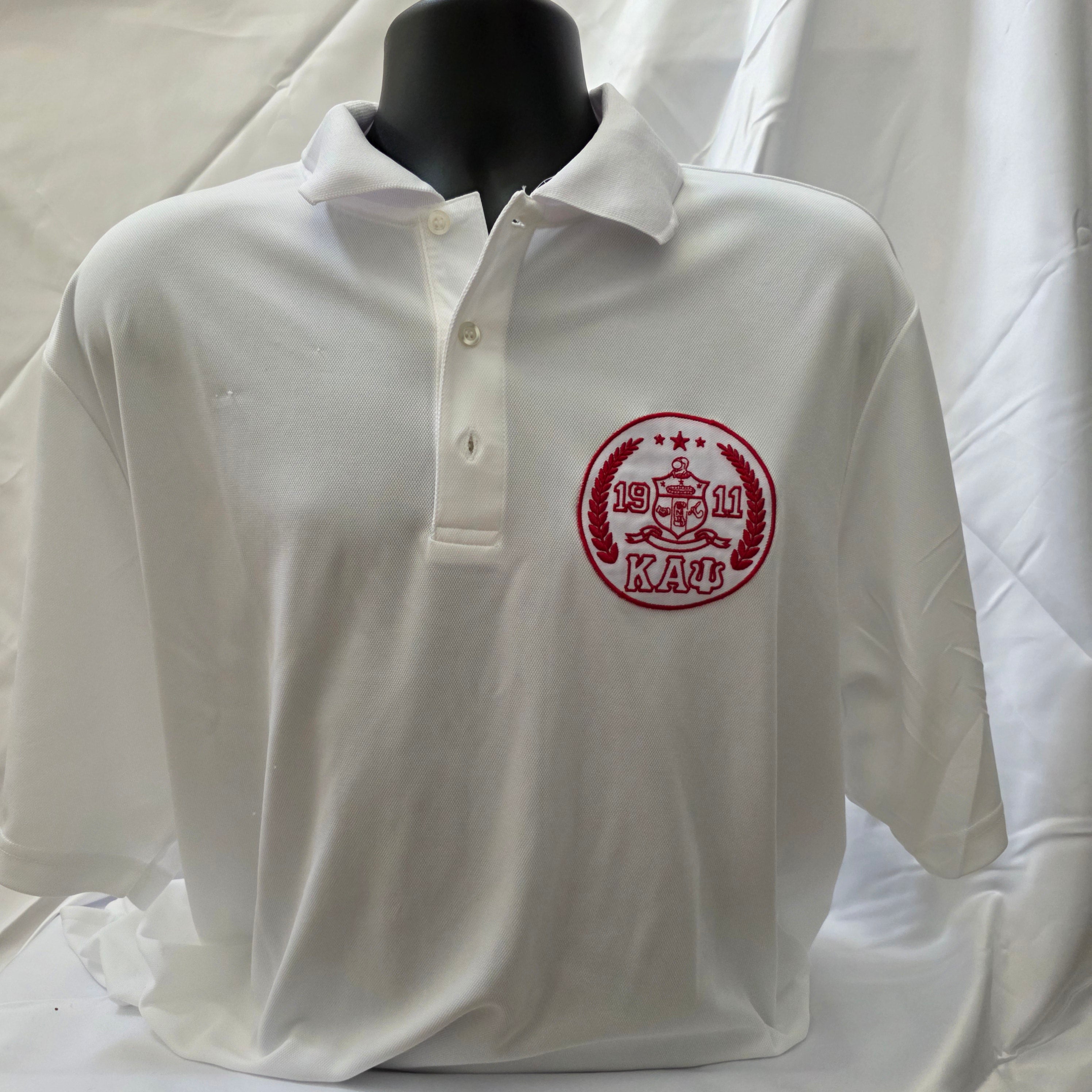 Kappa Alpha Psi White Coat of Arms Polo Shirt