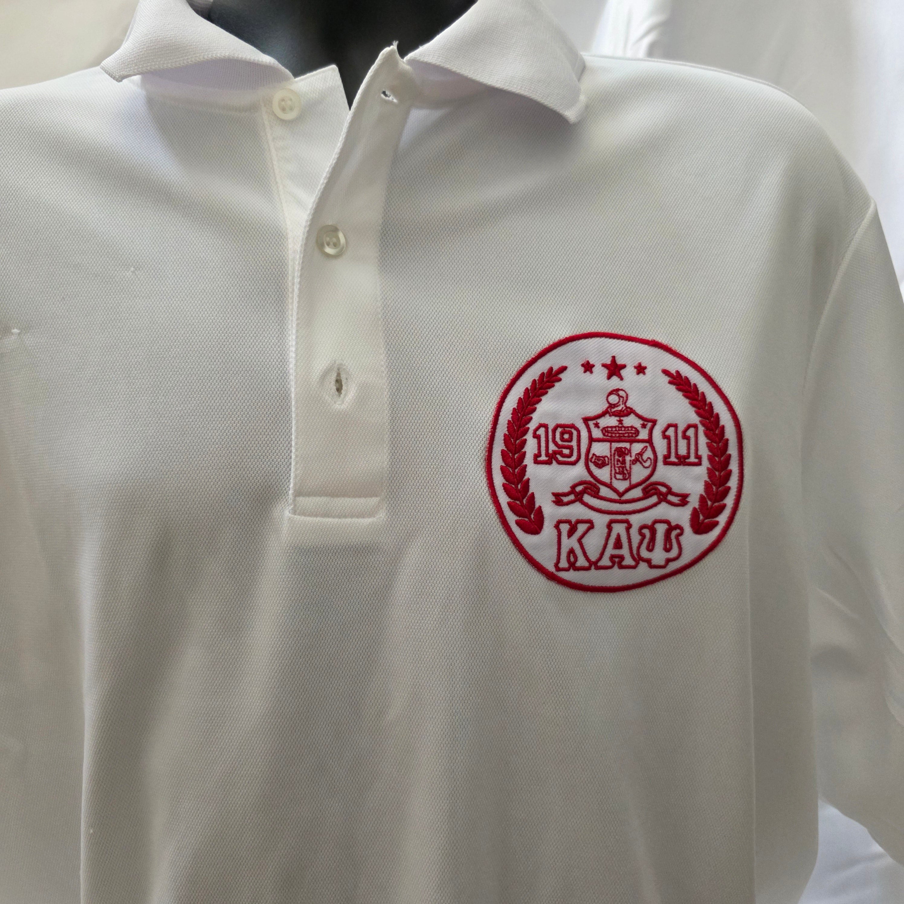 Kappa Alpha Psi White Coat of Arms Polo Shirt