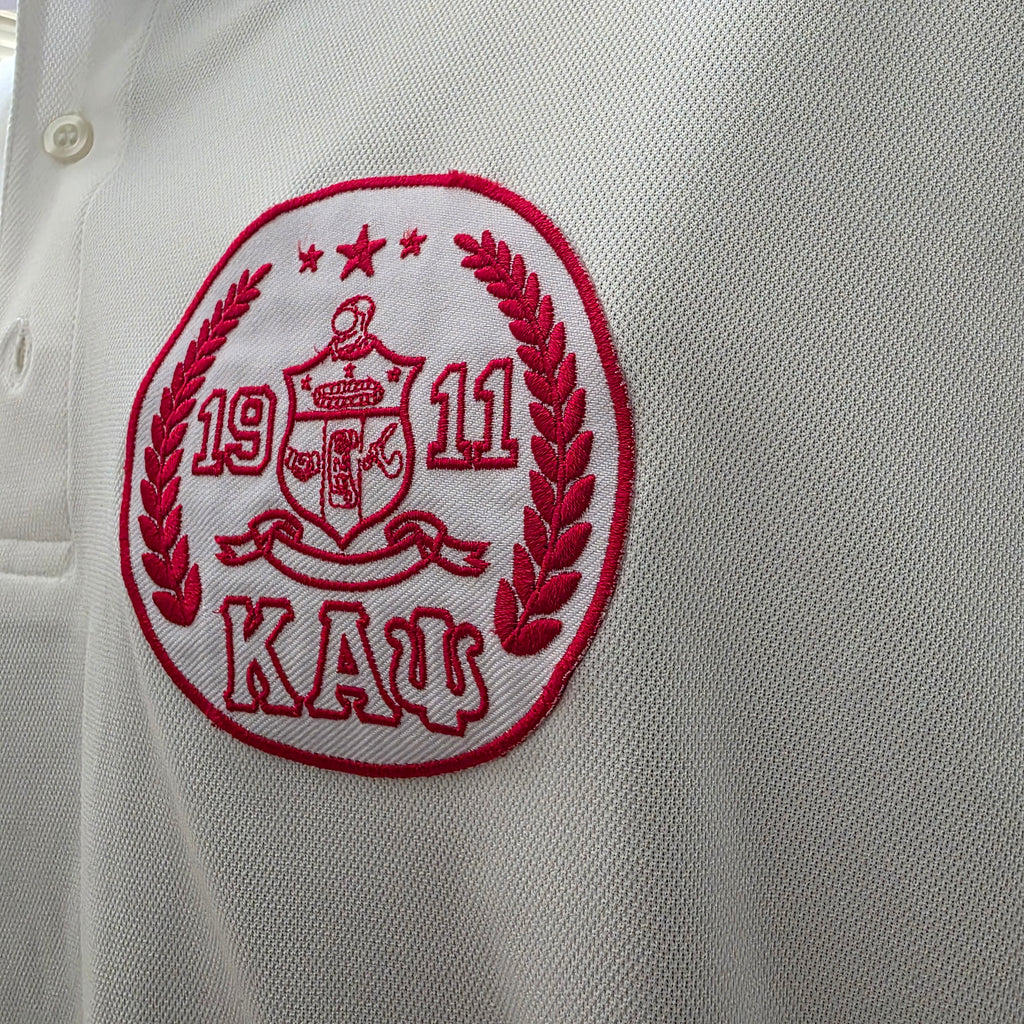 Kappa Alpha Psi White Coat of Arms Polo Shirt