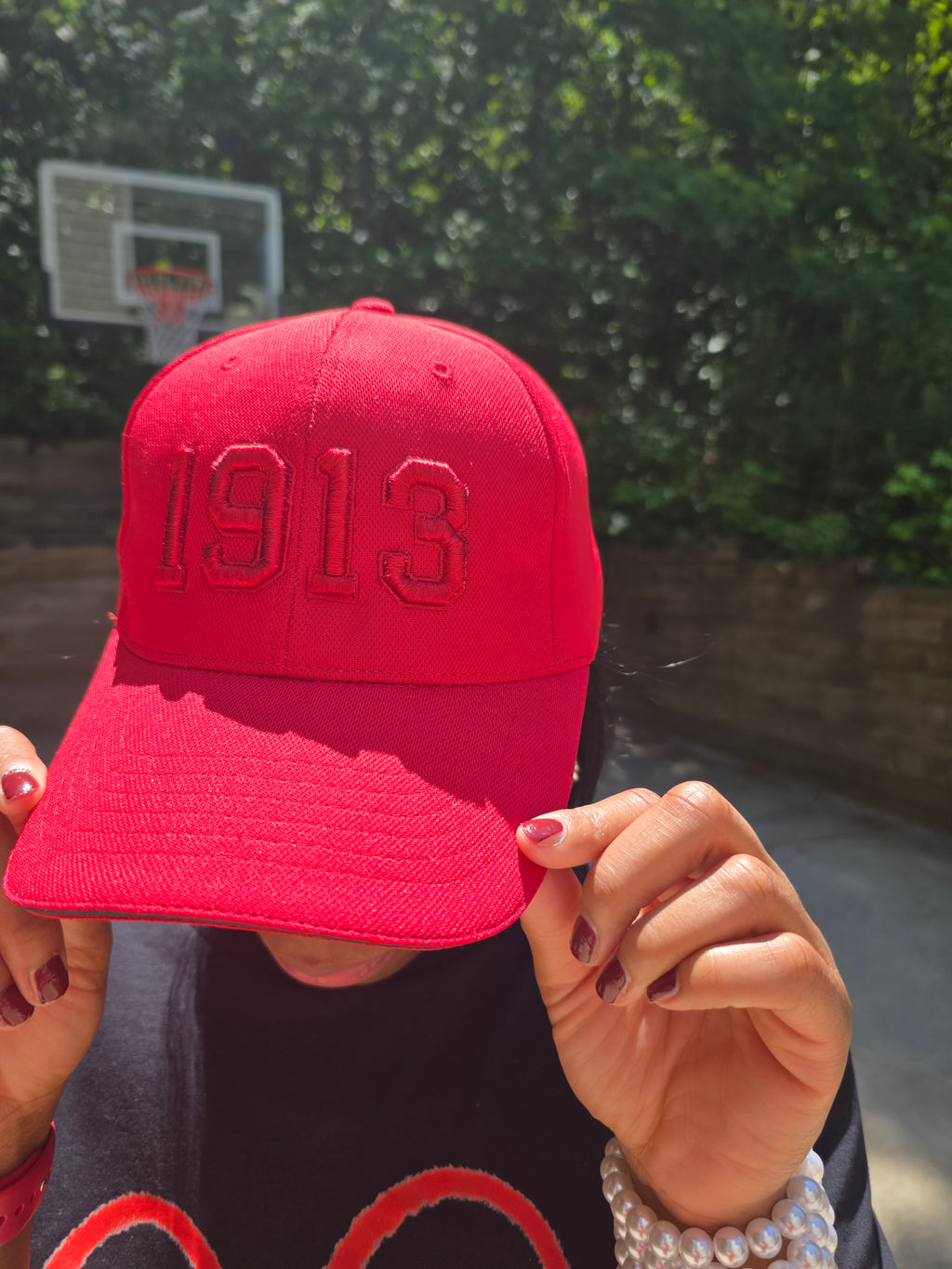Delta Sigma Theta 1913 Red on Red Embroidered Baseball Cap