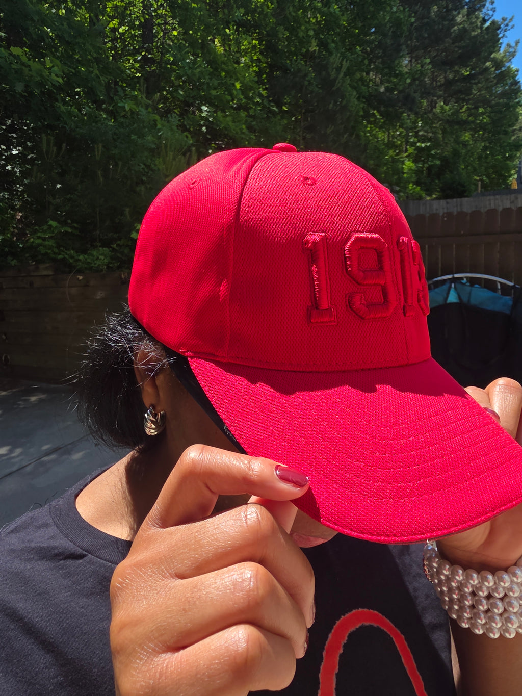 Delta Sigma Theta 1913 Red on Red Embroidered Baseball Cap