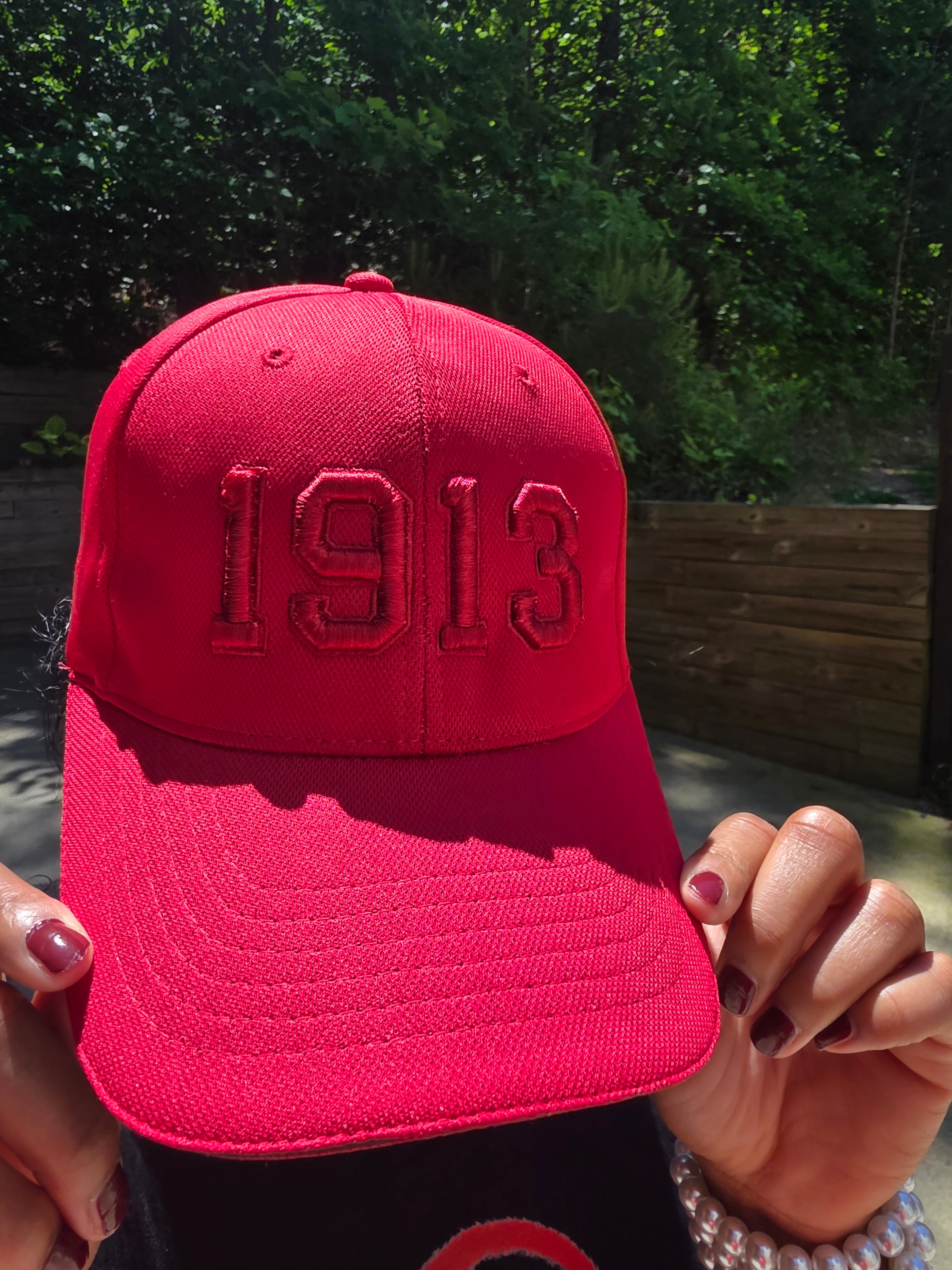 Delta Sigma Theta 1913 Red on Red Embroidered Baseball Cap