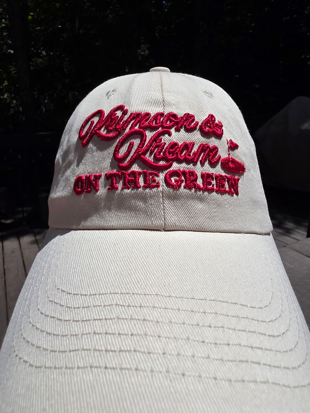 Krimson & Kream On The Green Dad Cap | Golf Flag Embroidered Hat