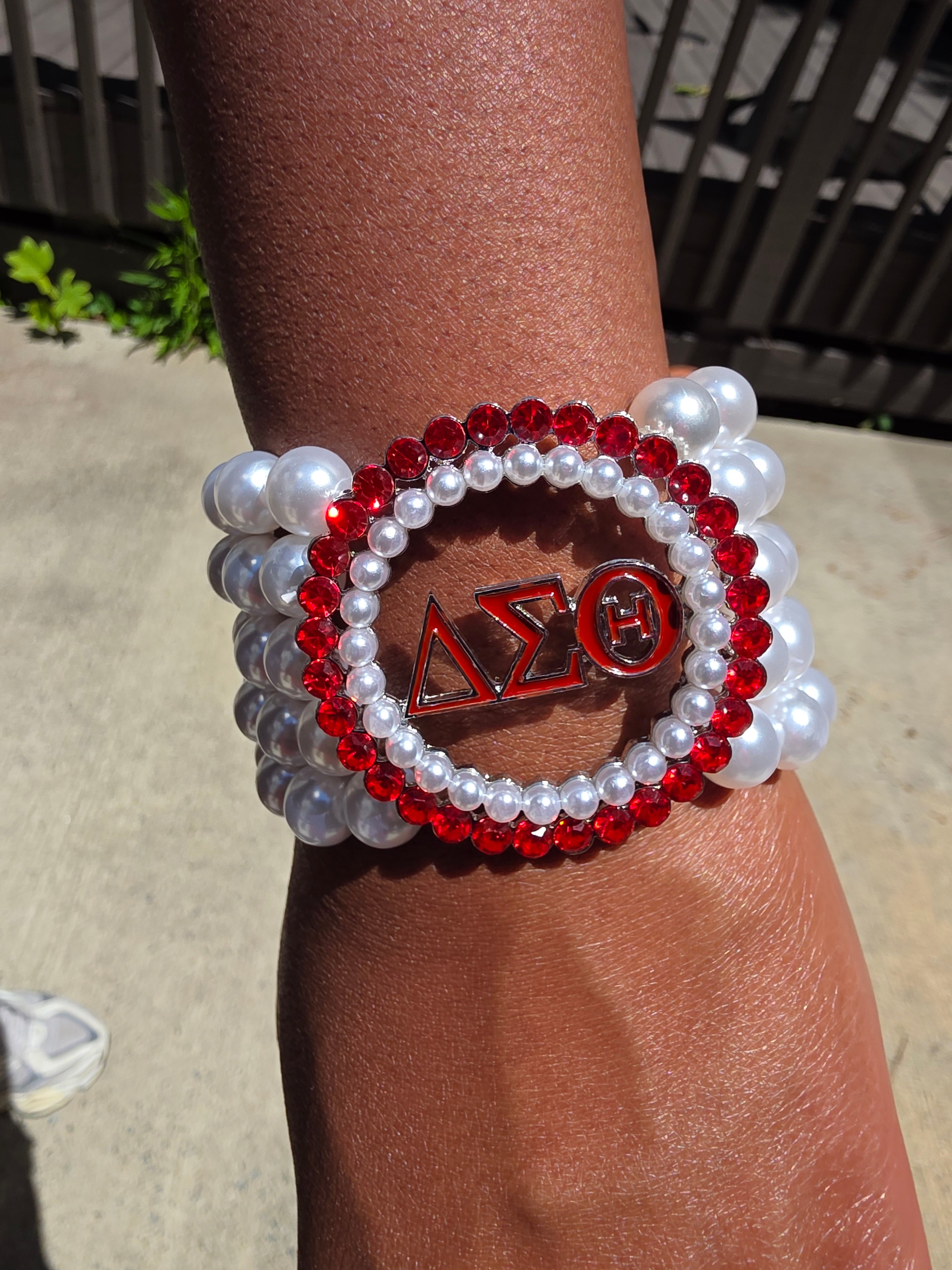 Delta Sigma Theta Pearl bracelet stack