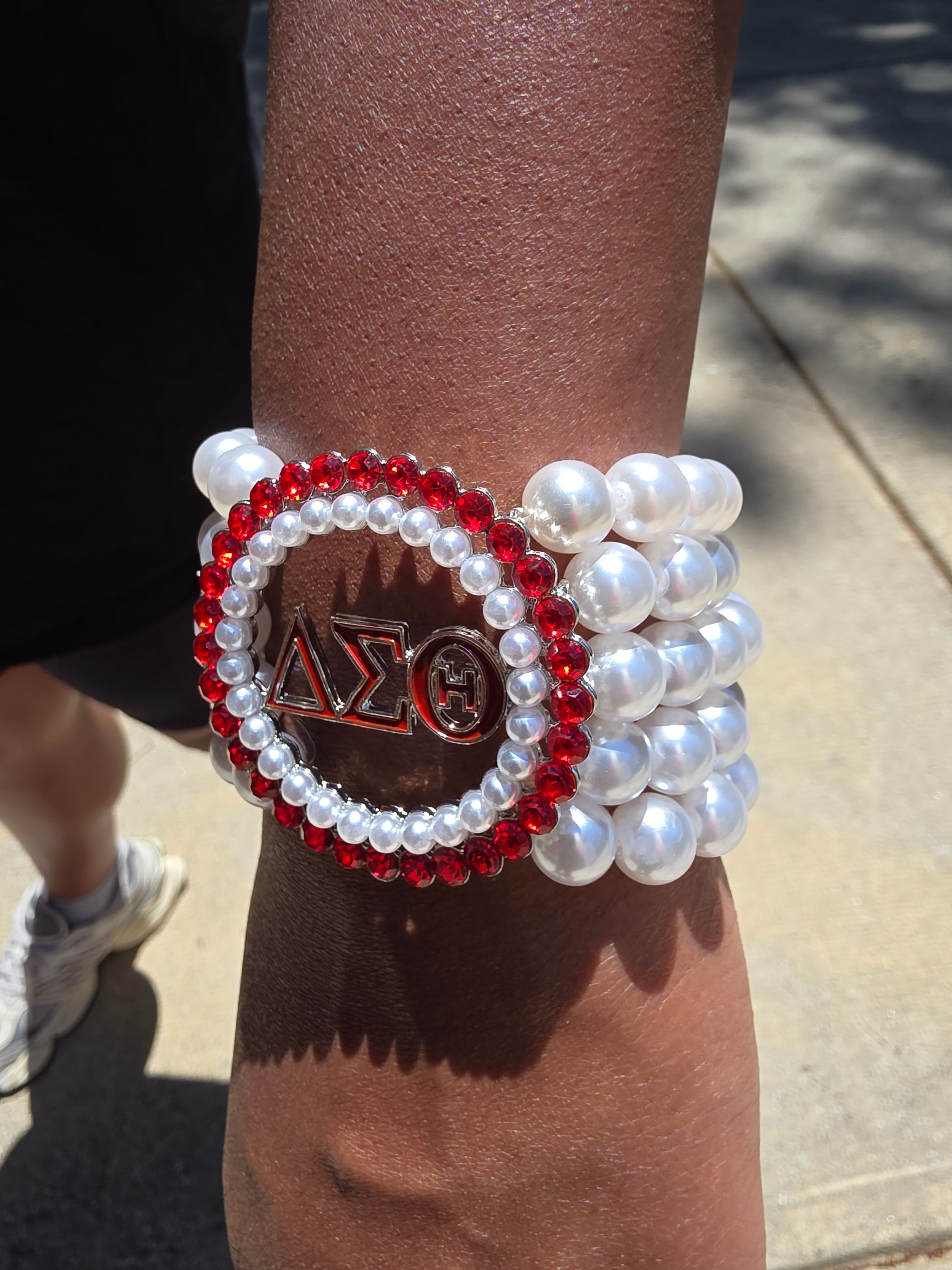 Delta Sigma Theta Pearl bracelet stack