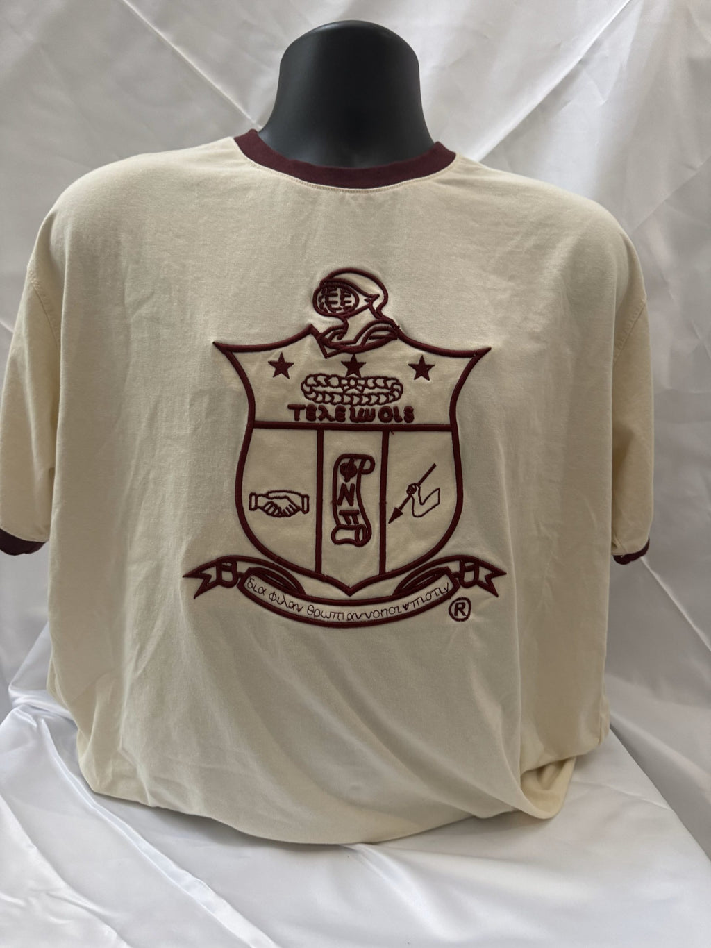 Kappa Alpha Psi Coat of Arms Ringer Tee - 2XL, Cream image