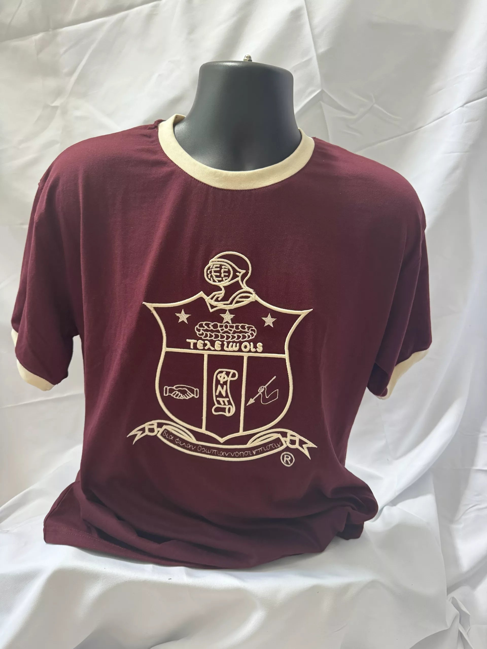 Kappa Alpha Psi Coat of Arms Ringer Tee - Small, Crimson image