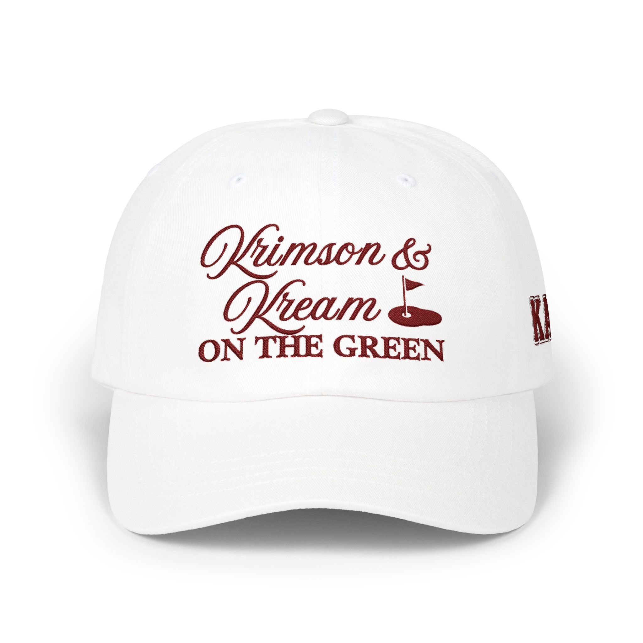 Krimson & Kream On The Green Dad Cap | Golf Flag Embroidered Hat