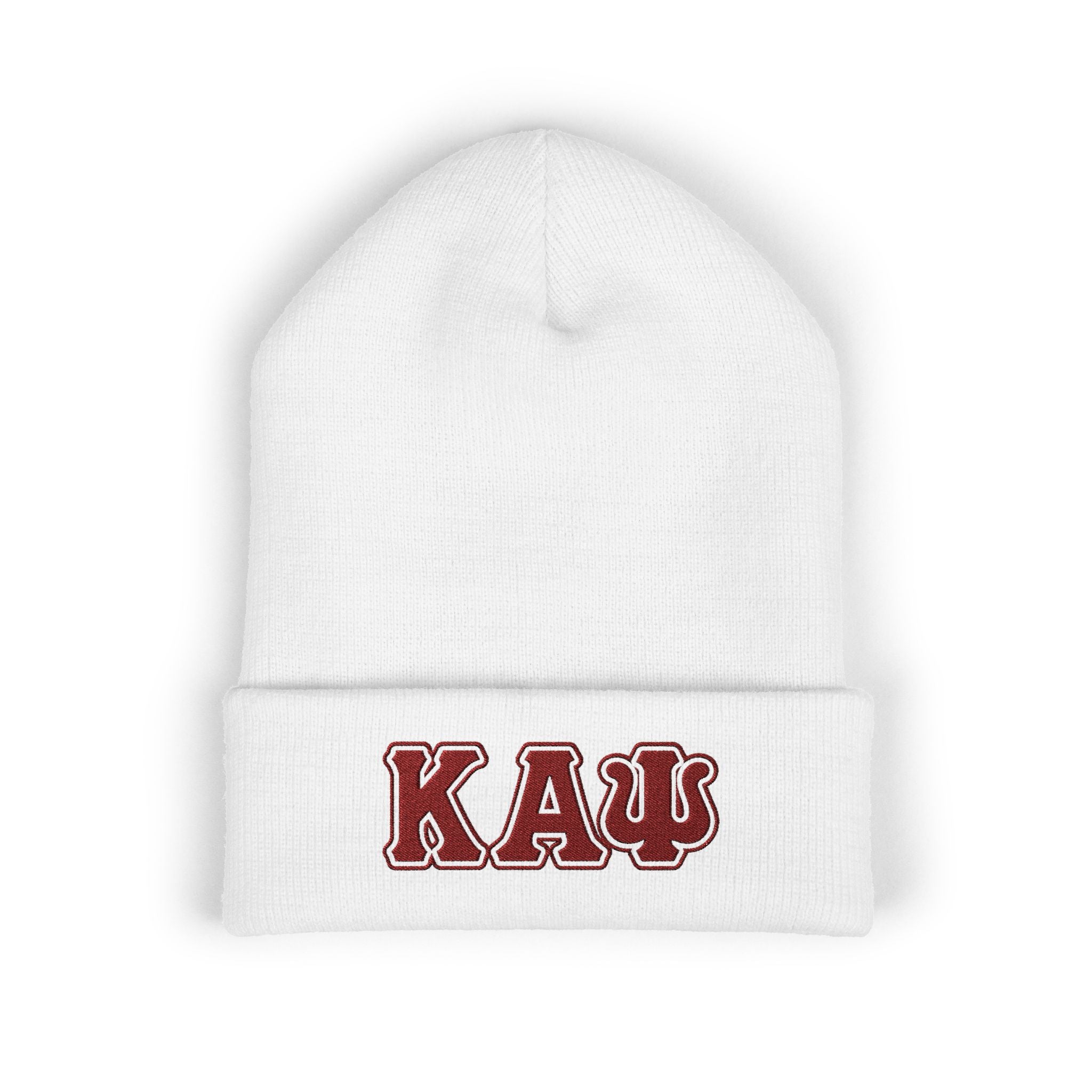 Embroidered Kappa Beanie — Classic Cuffed Knit Hat