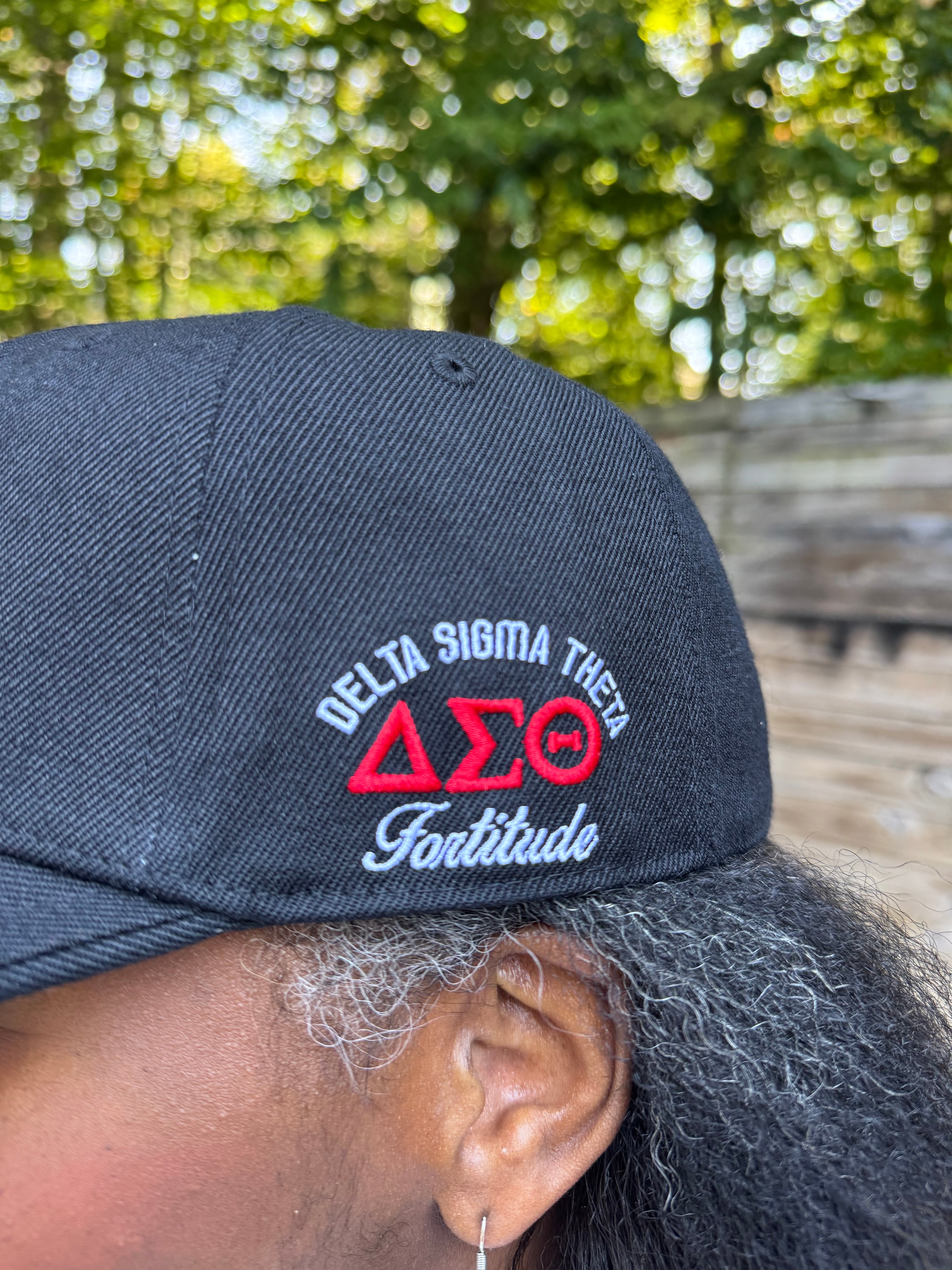 Black Delta Sigma Theta Embroidered  Crest Hat