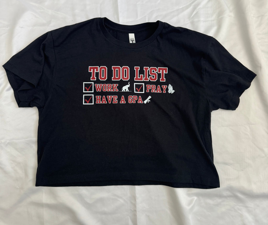 Delta Sigma Theta Work, Pray, GPA Black Crop Shirt