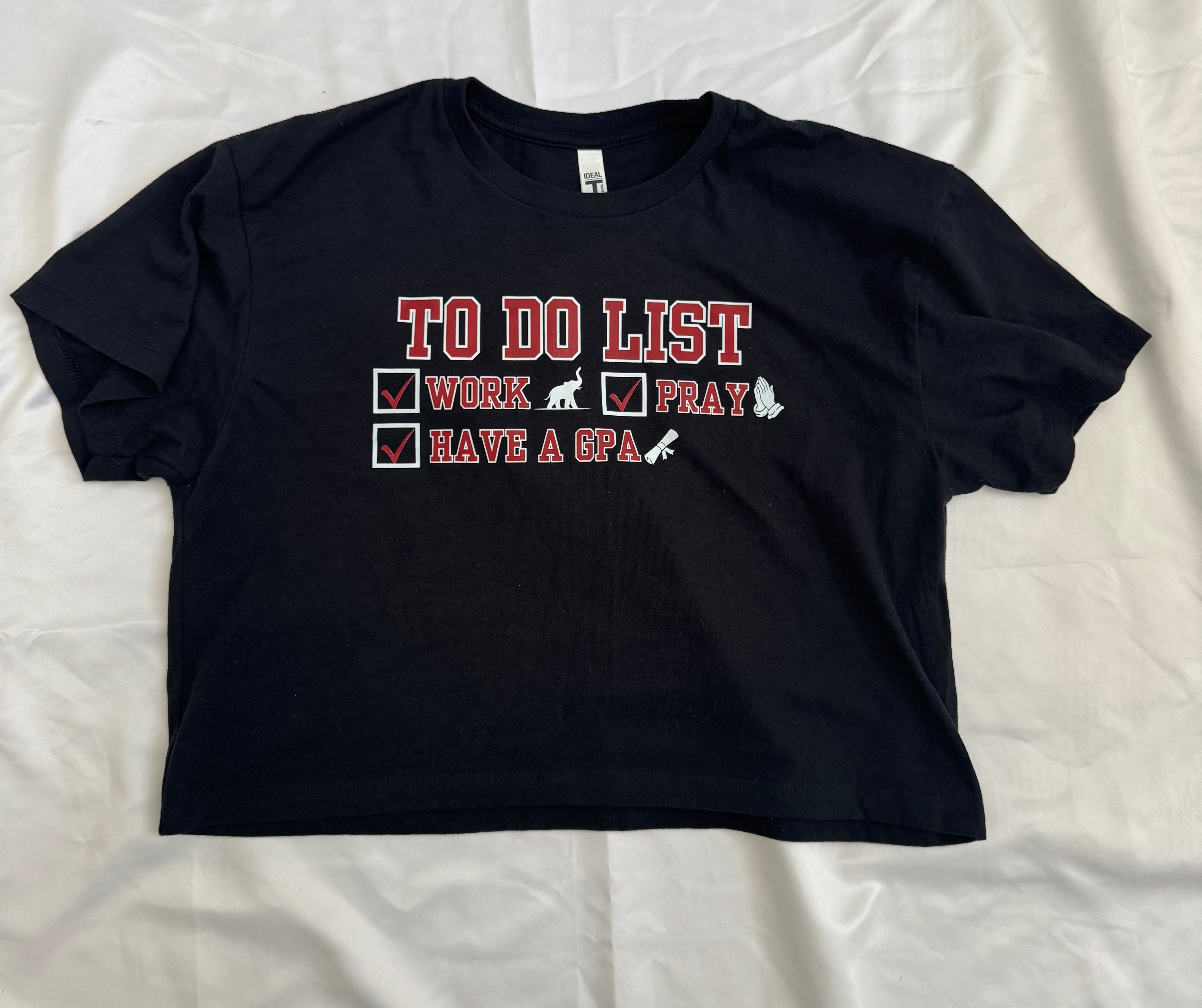 Delta Sigma Theta Work, Pray, GPA Black Crop Shirt