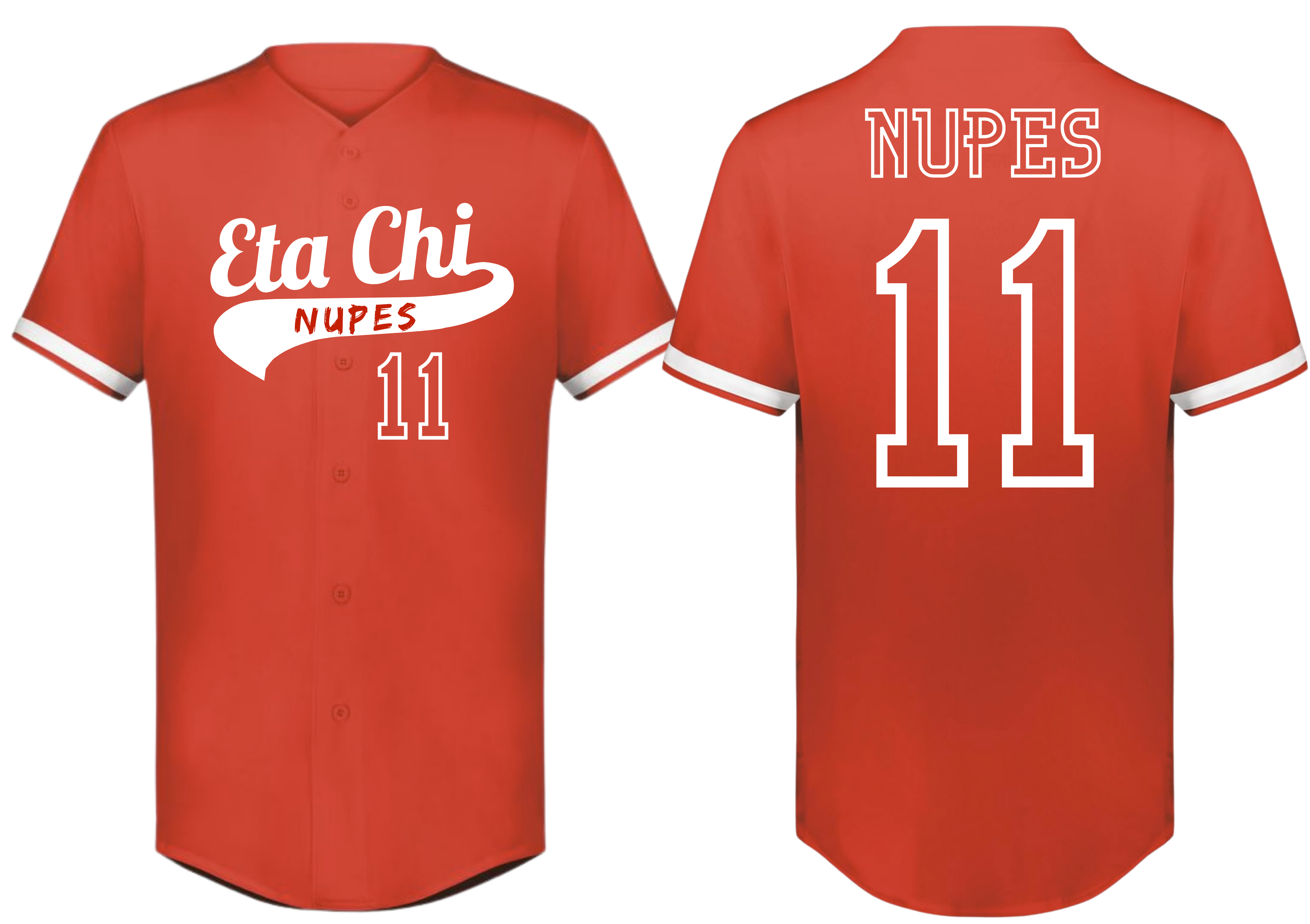 Eta Chi Button Down Screen-print Baseball Jersey