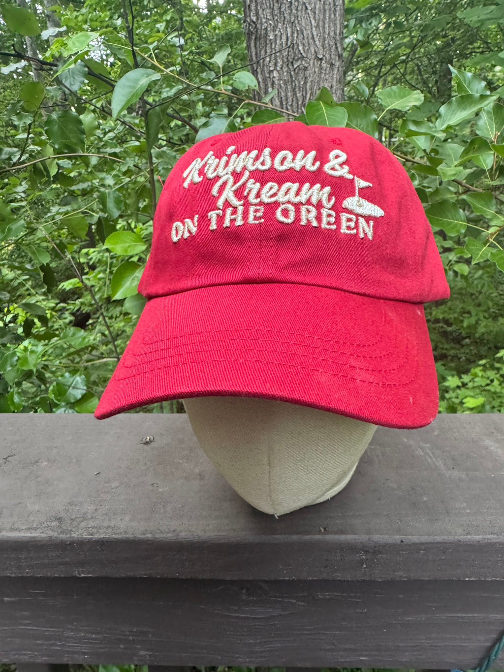Krimson & Kream On The Green Dad Cap | Golf Flag Embroidered Hat