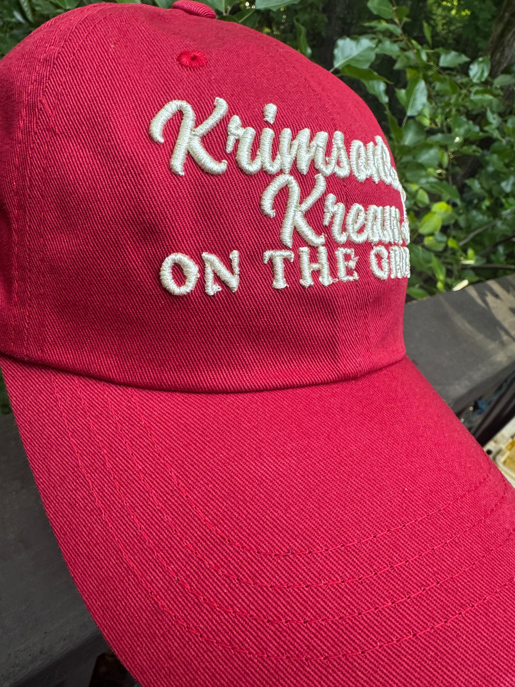 Krimson & Kream On The Green Dad Cap | Golf Flag Embroidered Hat