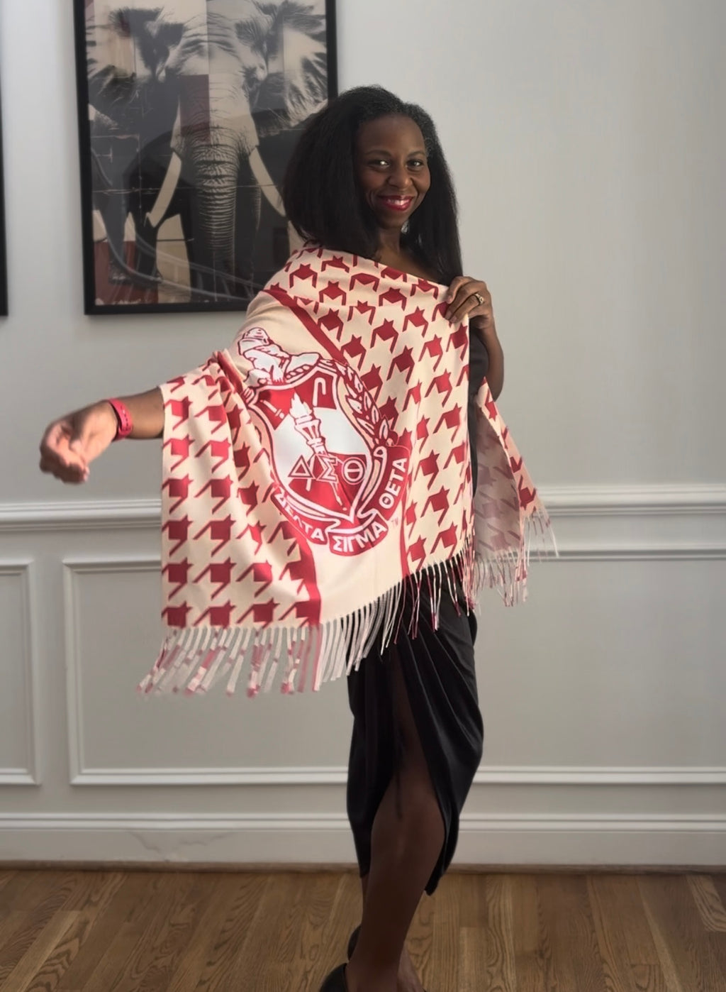 Delta Sigma Theta Houndstooth Shawl