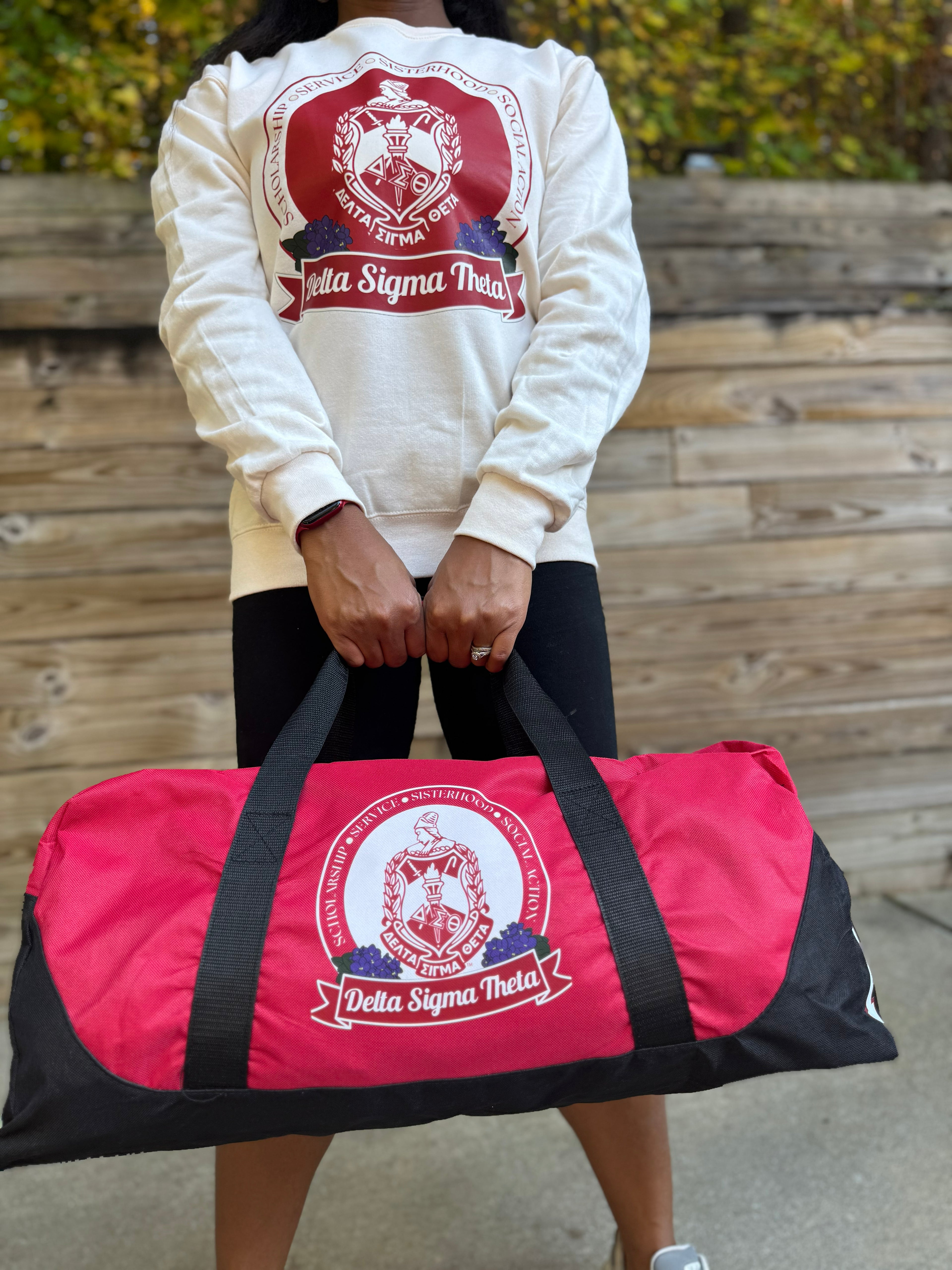 Delta Sigma Theta Black and Red Medium Duffle Bag