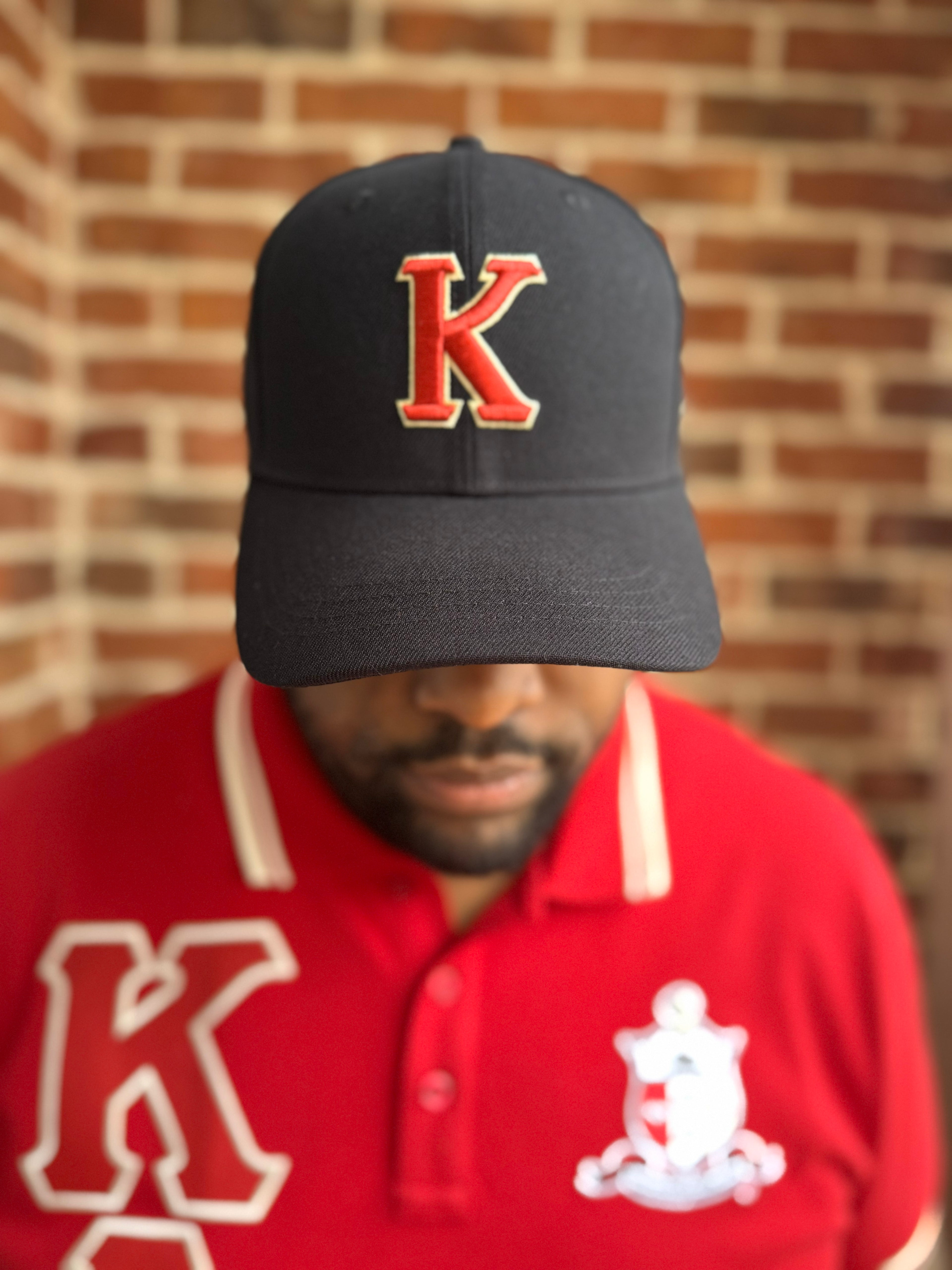Kappa Alpha Psi Black 'K' Hat: 3D Embroidered Cap