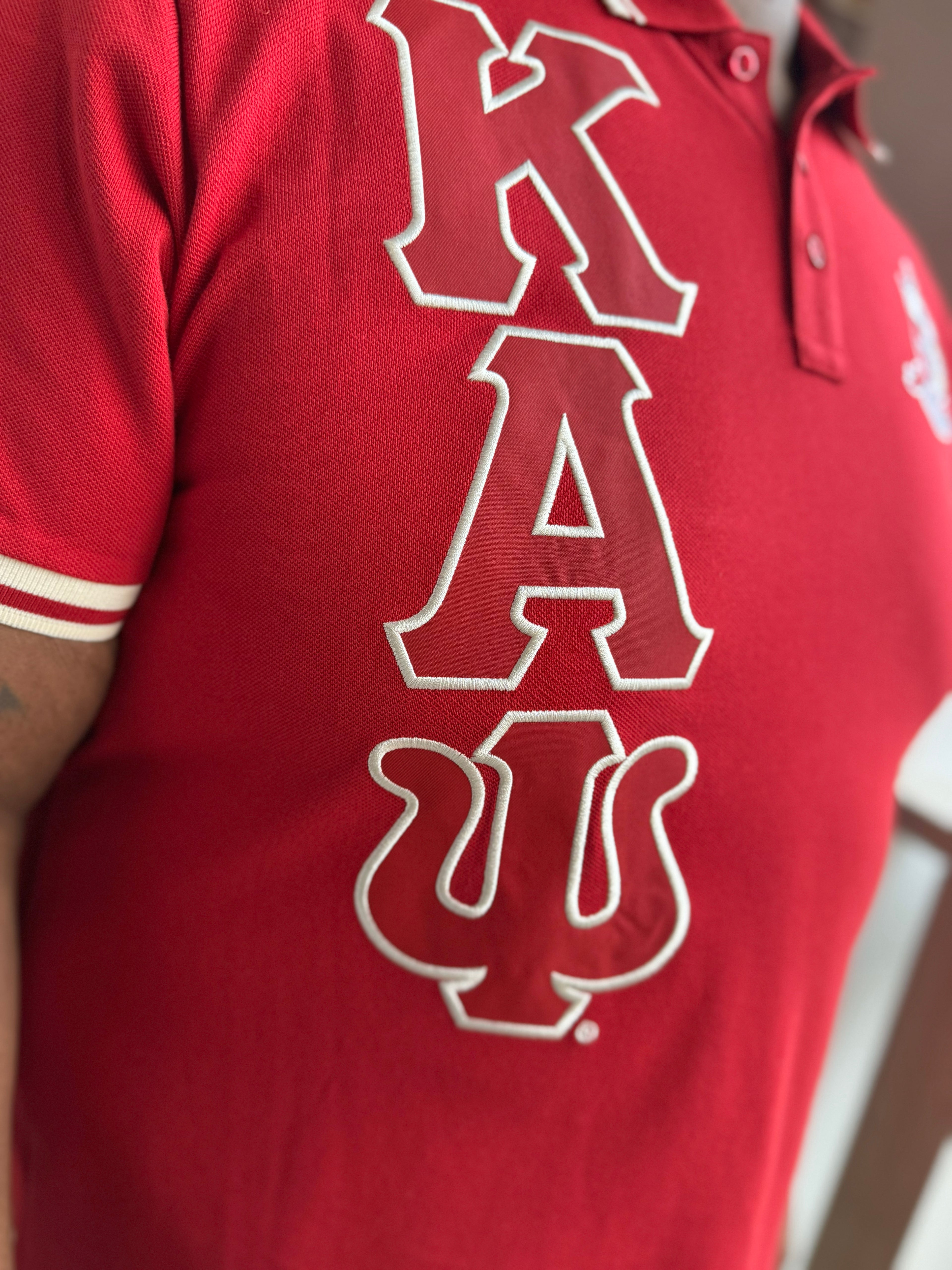 Kappa Alpha Psi Crimson Coat of Arm Embroidered Polo