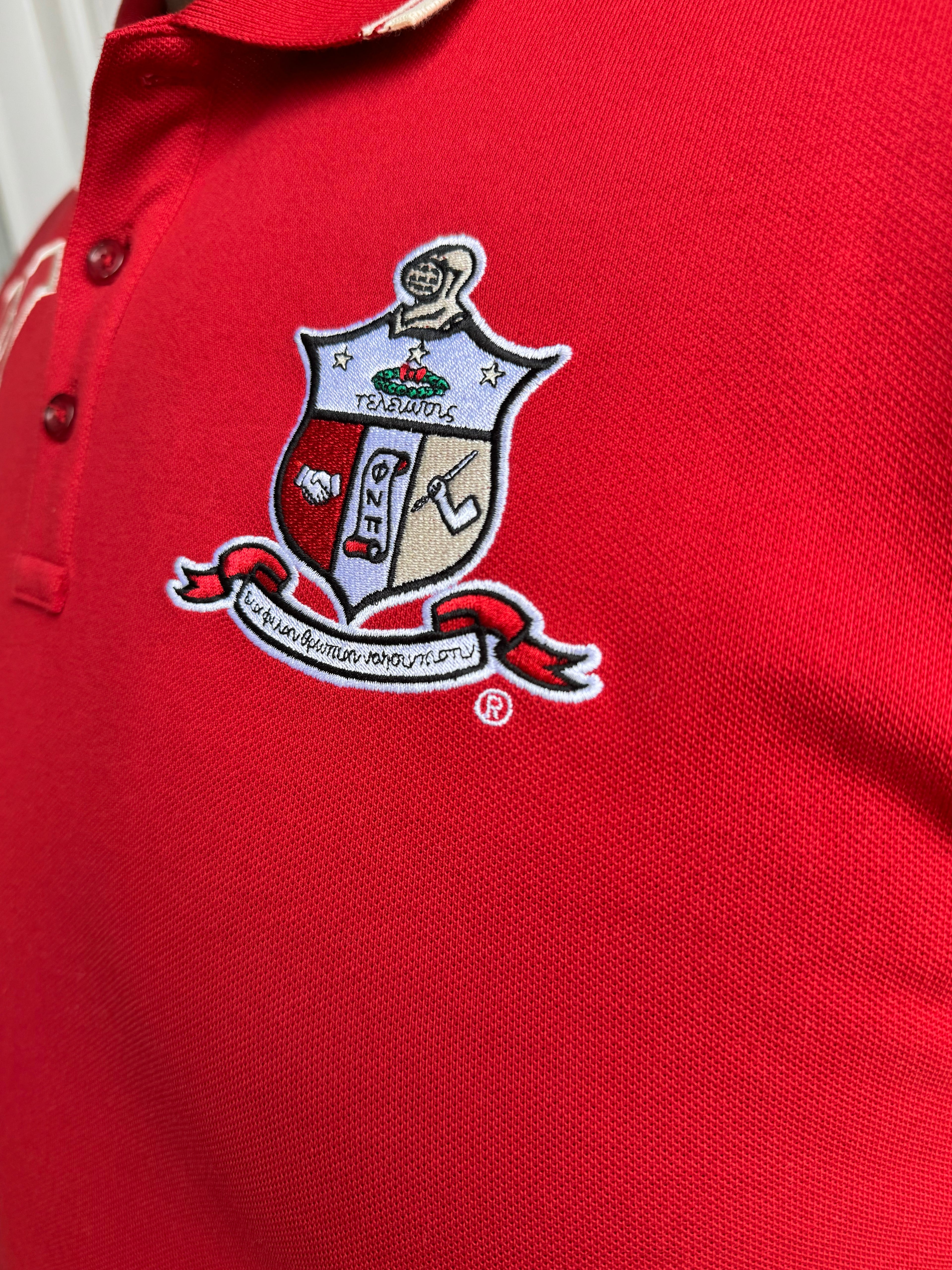 Kappa Alpha Psi Crimson Coat of Arm Embroidered Polo