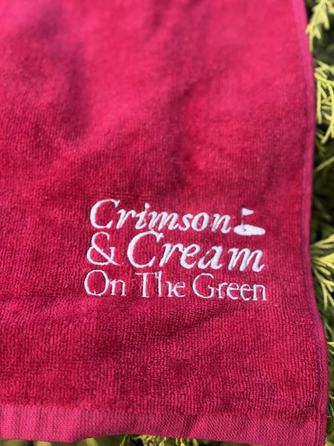 Crimson & Cream On The Green Embroidered Golf Towel
