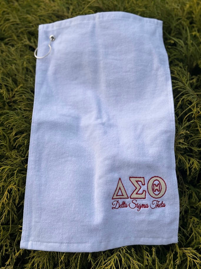Delta Sigma Theta Embroidered Golf Towel