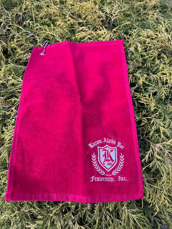 Kappa Alpha Psi Krimson and Kream On The Green Embroidered Golf Towel