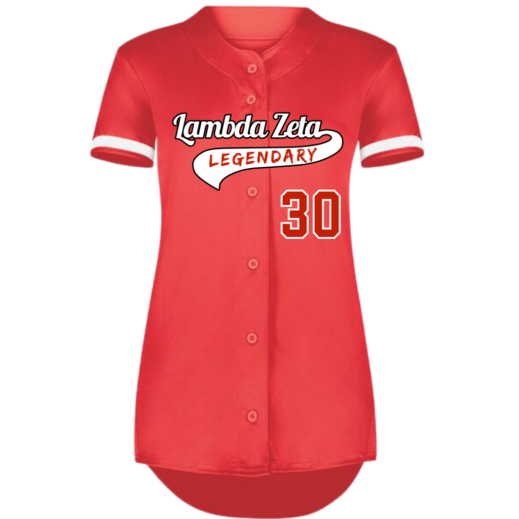 Lambda Zeta Button Down Screen-print Baseball Jersey