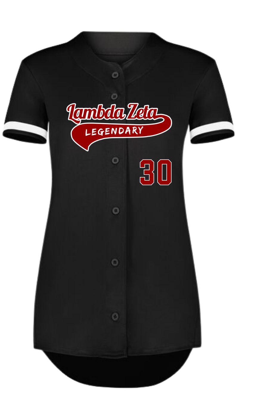 Lambda Zeta Button Down Screen-print Baseball Jersey