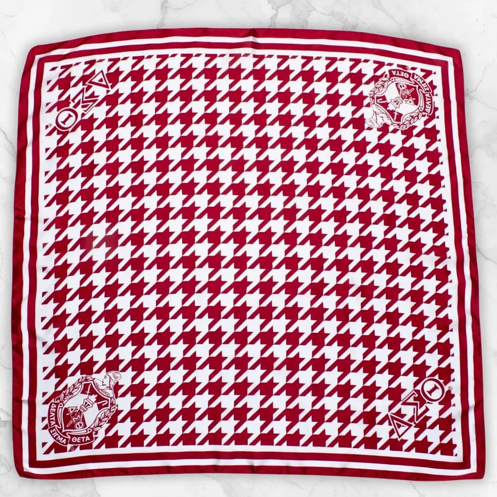 Red White Houndstooth Square Sorority Scarf