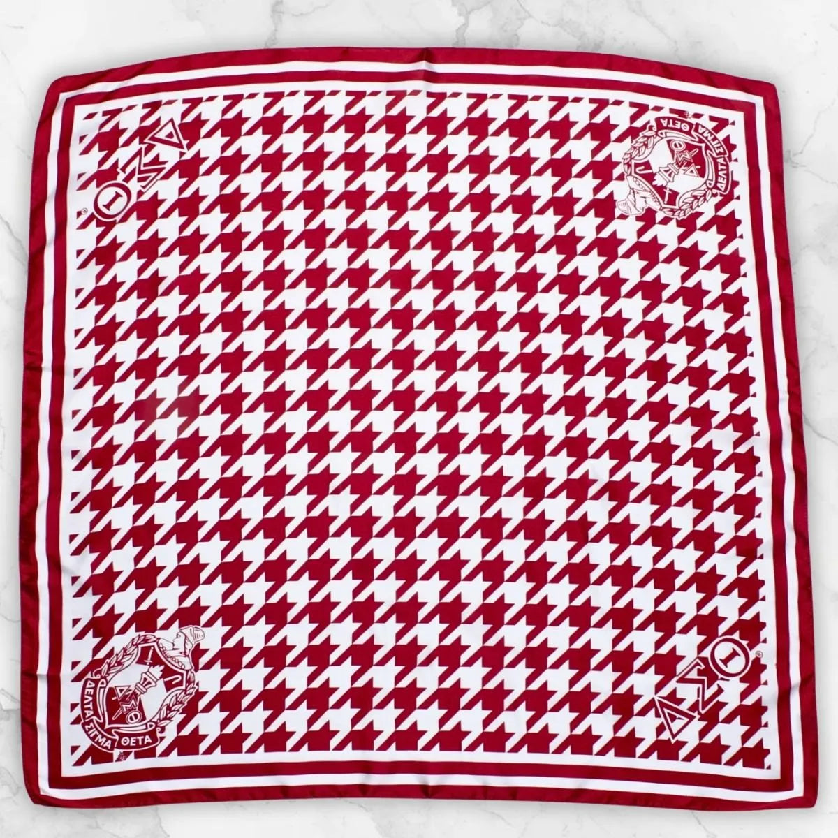 Red White Houndstooth Square Sorority Scarf