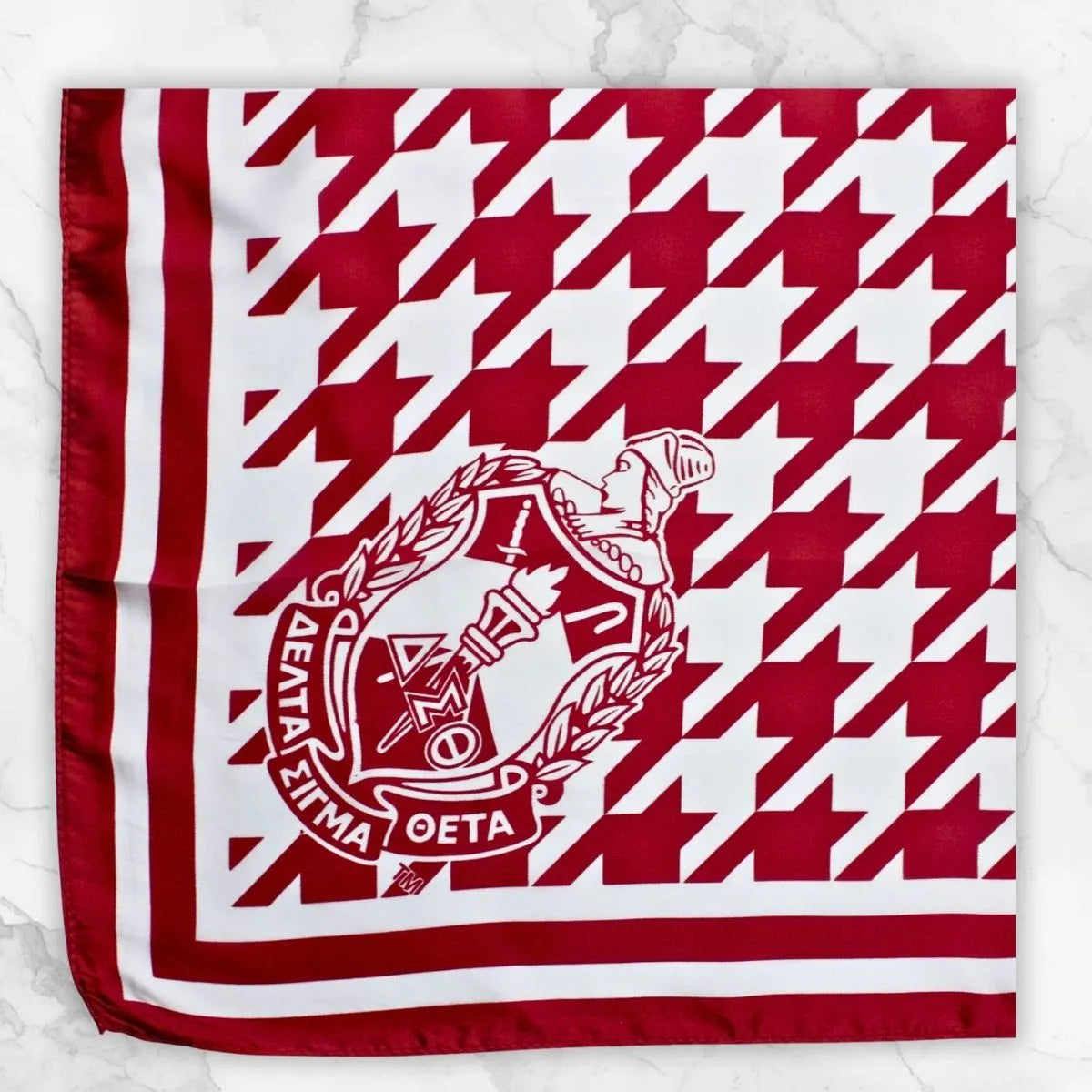Red White Houndstooth Square Sorority Scarf