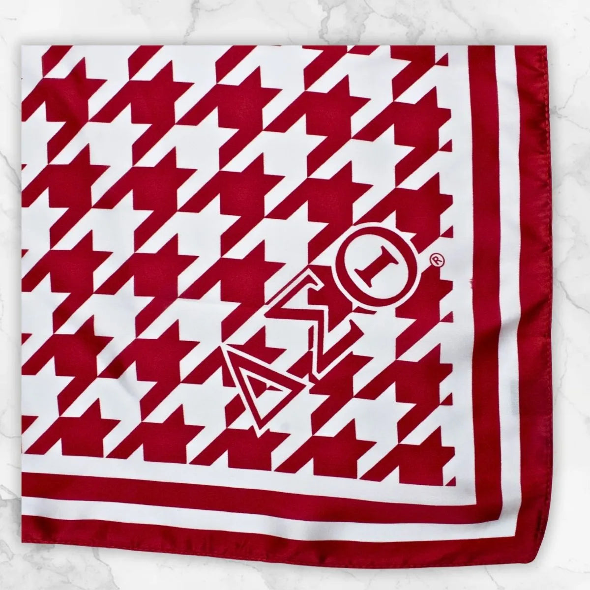 Red White Houndstooth Square Sorority Scarf