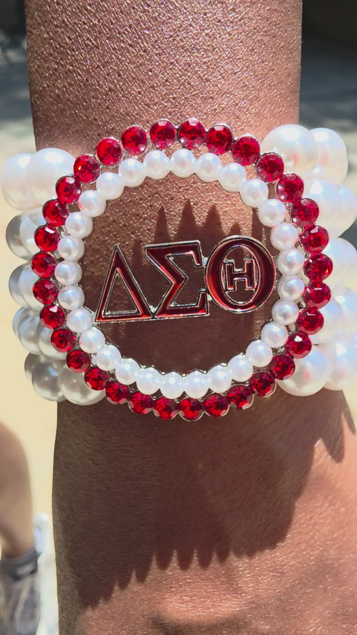 Delta Sigma Theta Pearl bracelet stack
