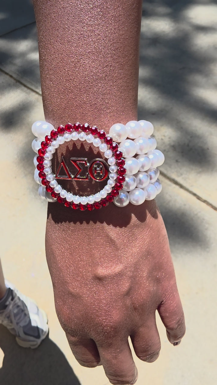 Delta Sigma Theta Pearl bracelet stack