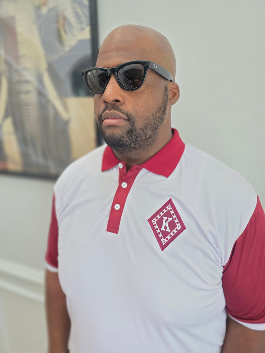 Kappa Alpha Psi White and Crimson Polo Shirt