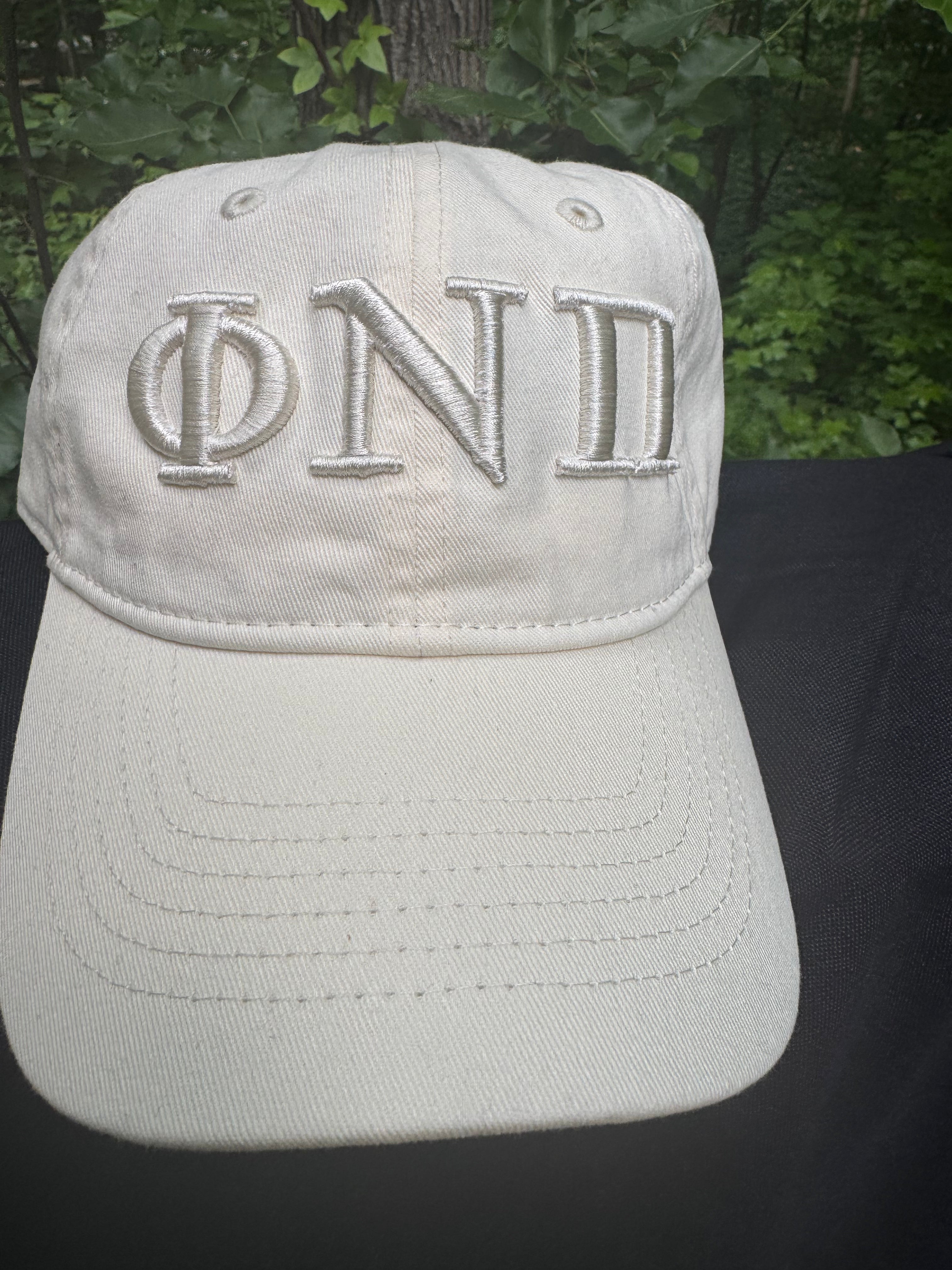 Phi Nu Pi Cream on Cream Dad Cap | Embroidered Hat