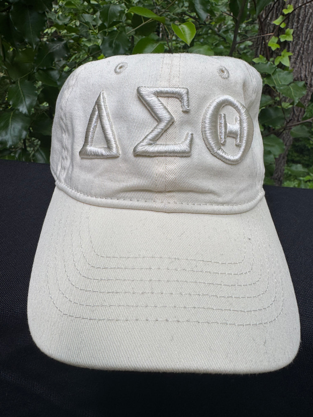 Delta Sigma Theta Cream on Cream Embroidered Dad Cap