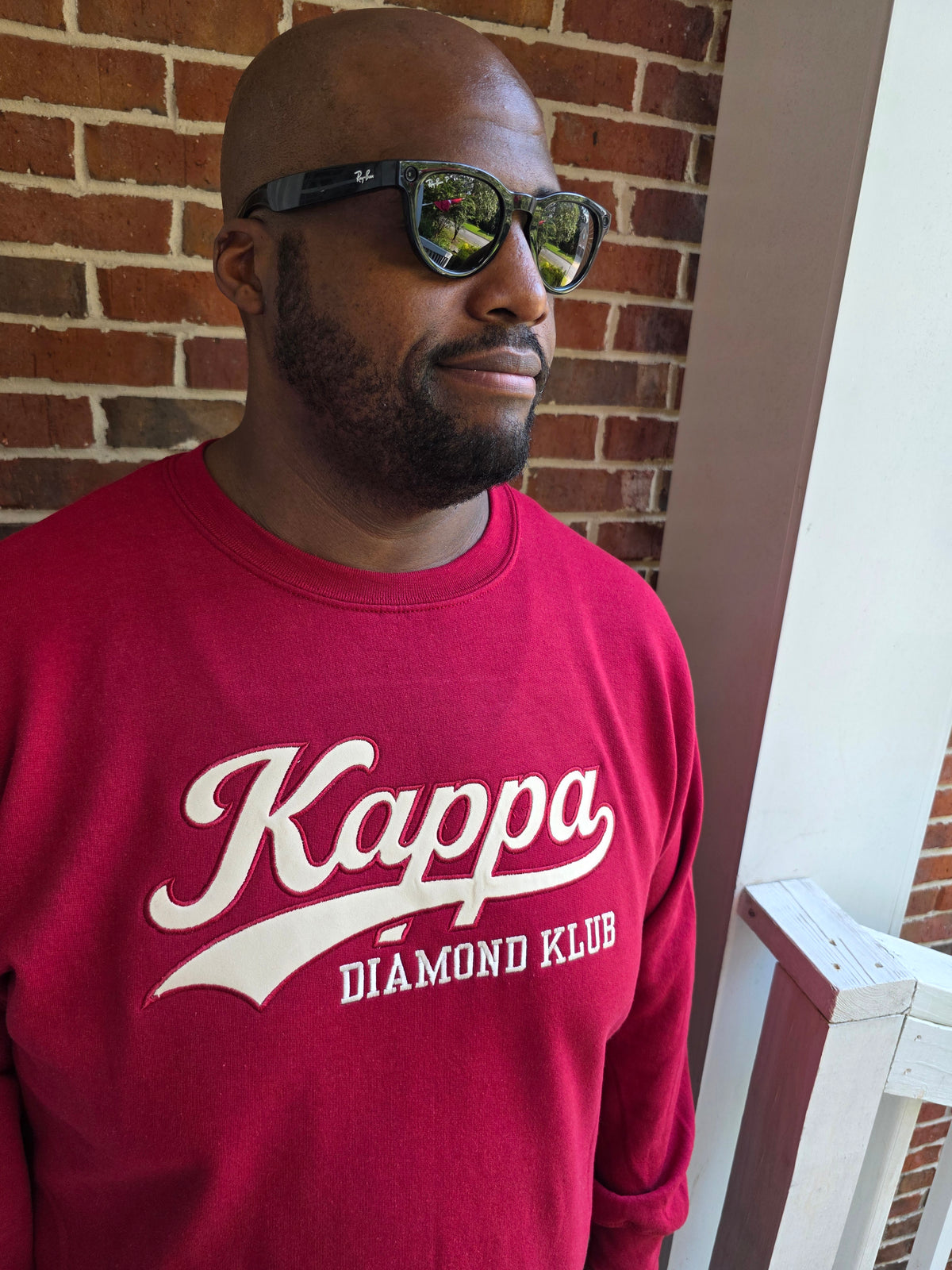 Kappa Alpha Psi Diamond Klub crimson embroidered crewneck sweatshirt front view